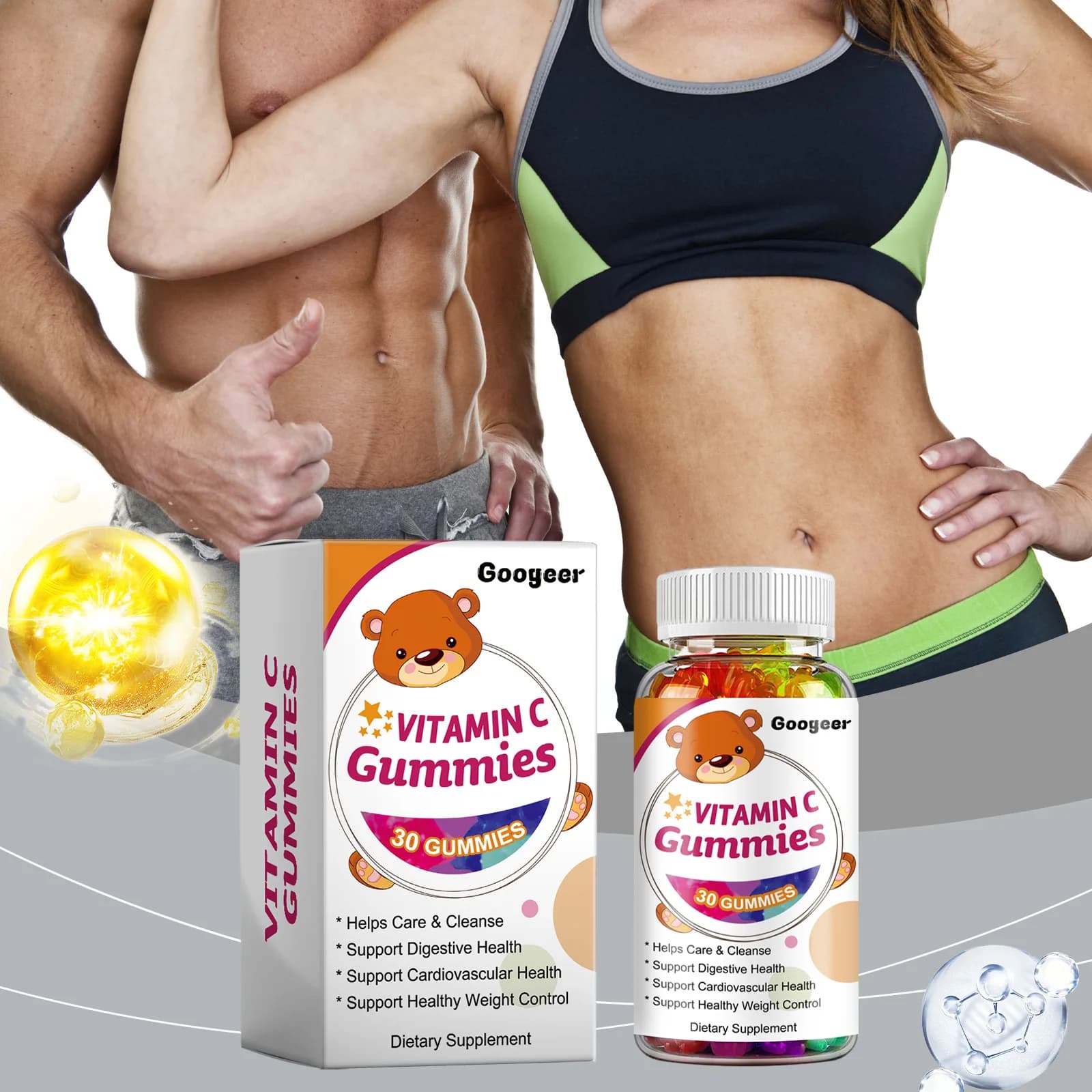 Googeer 30 pieces of gommose fat burning to vitamin C dietary supplement weight management refreshing taste sweets gummy antioxidants low sugar content