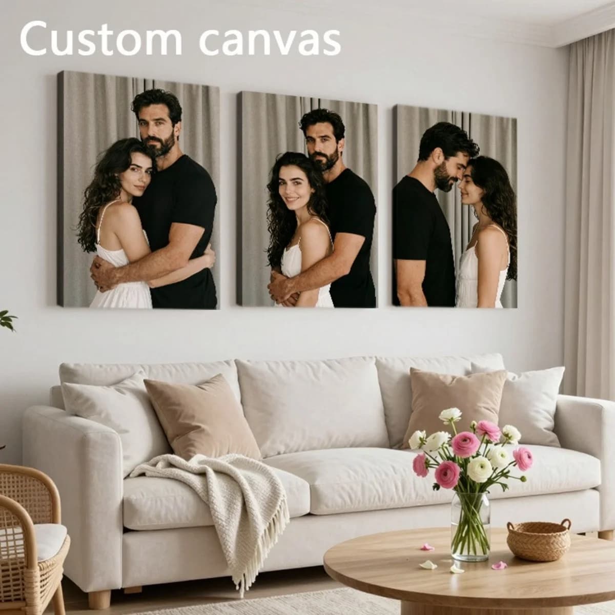 Set di 3 pezzi decorativi con foto personalizzate — Stampe su tela HD, Arte moderna per l'arredamento della casa, Il regalo perfetto per le vacanze