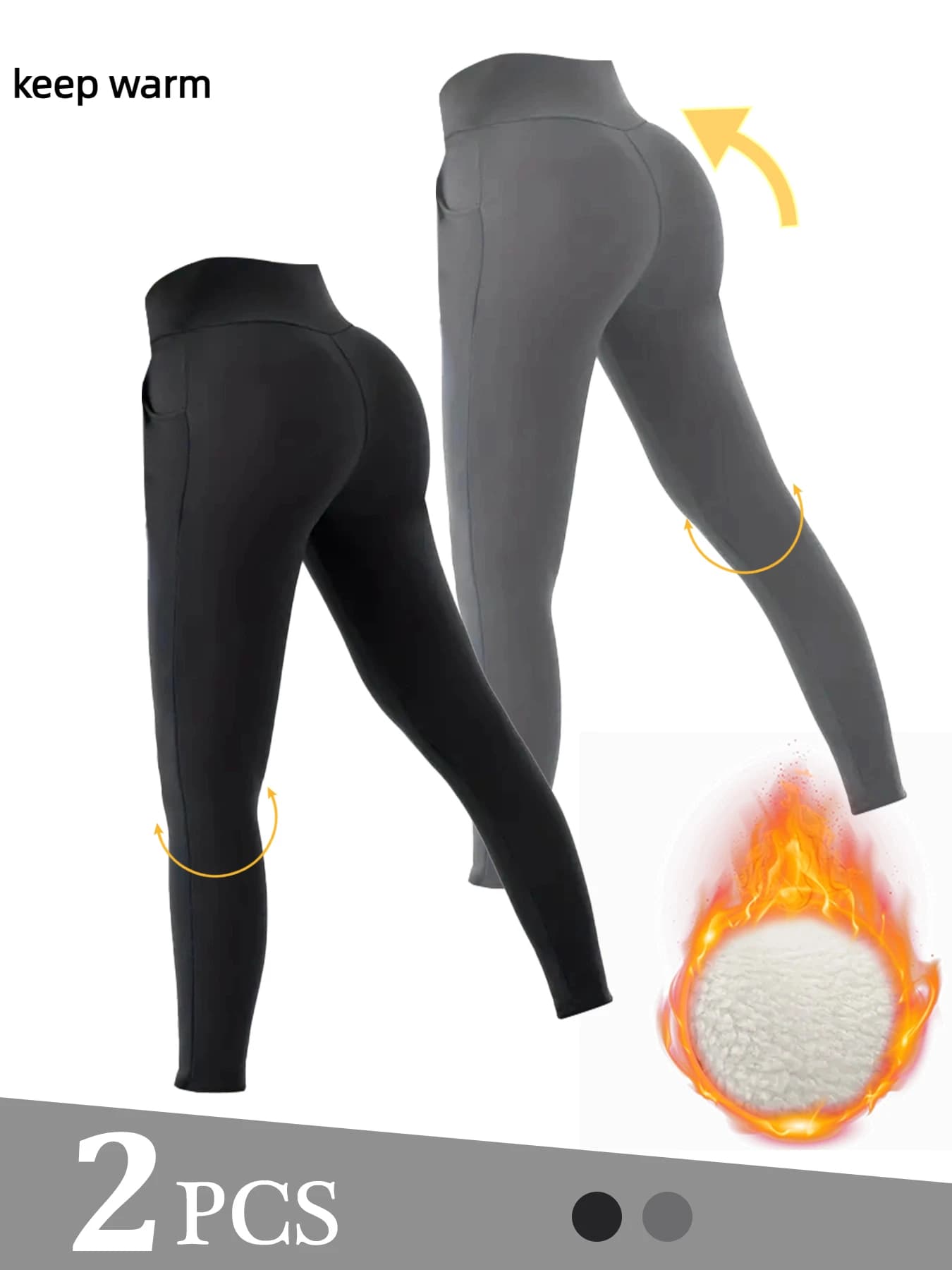 Pantaloni in pile da donna 2 pezzi, pantaloni sportivi da corsa per yoga fitness, leggings in pile, pantaloni elasticizzati a vita alta, pantaloni sportivi invernali