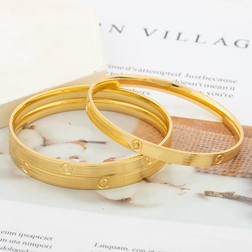 3pcs/lot Bangle Set Elegant Weddings Hand Bracelet African Color Bangles for Women Dubai Copper Closed Bracelet Gifts