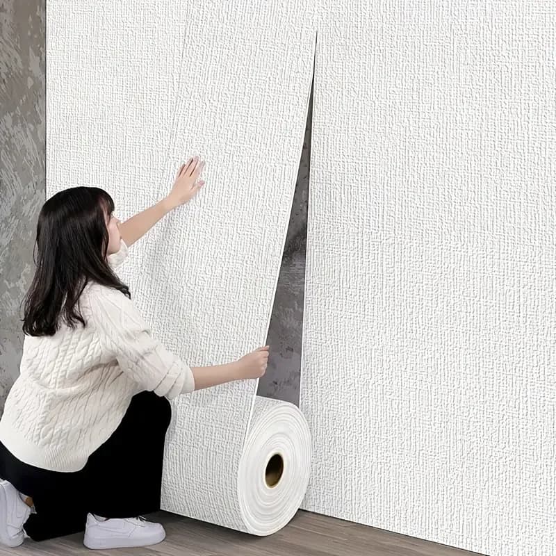 Wall sticker 3D self-adhesive in 50 cm linen foam wallpaper for refurbishment of waterproof PVC thickened bottom wall Solid color