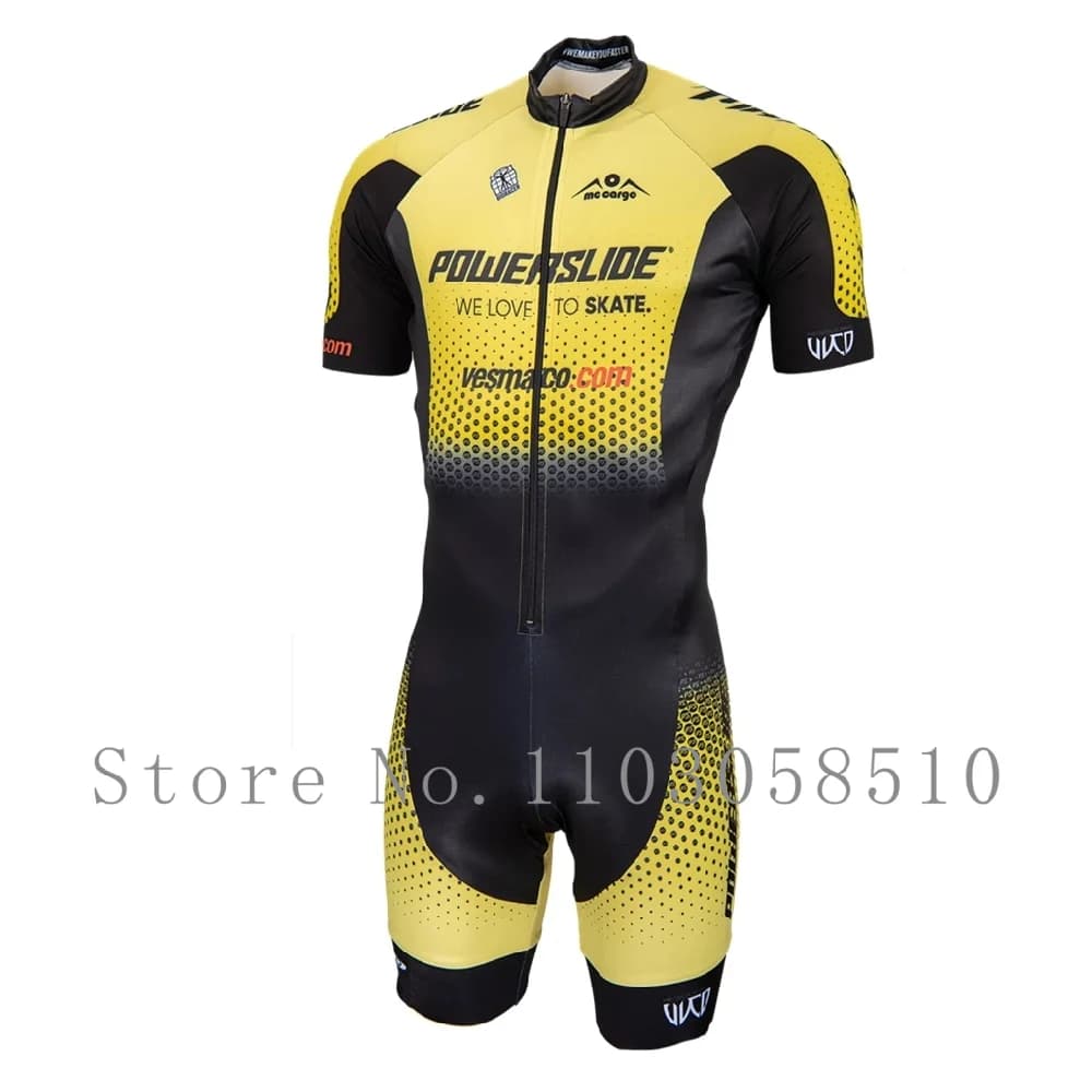 Powerslide inline skinsuit team areo speedsuit estate uomo abbigliamento da ciclismo tute da skate ciclismo pro abbigliamento da corsa maniche corte