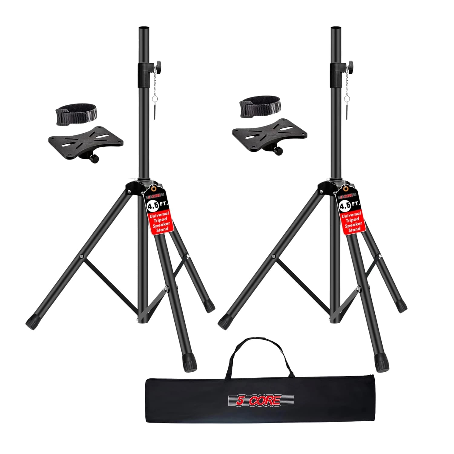5 Core Speaker Stand Adjustable 31 to 54" PA DJ Tripod Stands Heavy Duty w 35mm Insert 132 Lbs