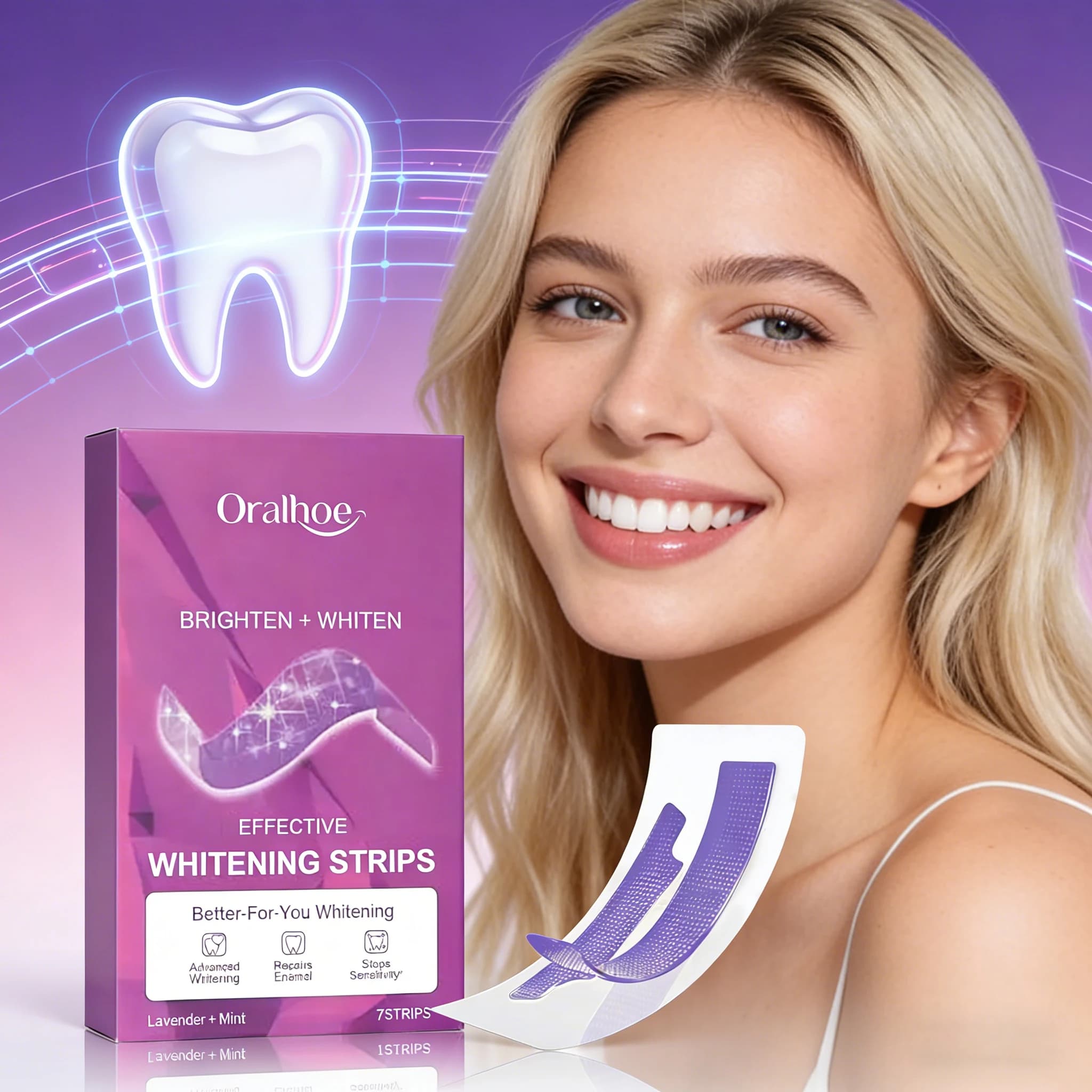 ORALHOE 7 Strips Whitening for Oral Cleaning, Gel Remove-Double, Improve Dental Whitening, Oral Care for a Bright Duration