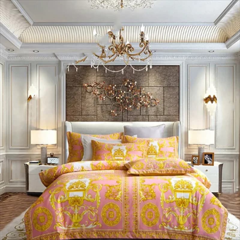 Bed linen set in cotton fabric with digital print in modern luxury style Copripiumino Bed linen with corners Faithful Home Textiles