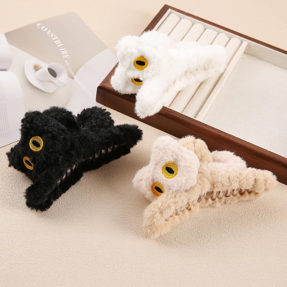1pc Multicolor Donna Autunno e Inverno Peluche Tridimensionale Gatto Grande Artiglio Clip Carino Tintura Per Capelli Squalo Clip di Capelli Clip di Capelli Indietro Hea