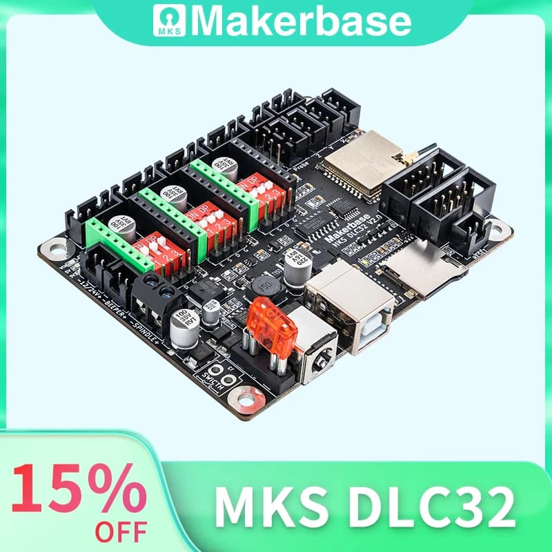 The MKS DLC32 Grbl Makerbase controller works for Laser and CNC with ESP32 WIFI and TS35/24 touch screen for laser engraving machine