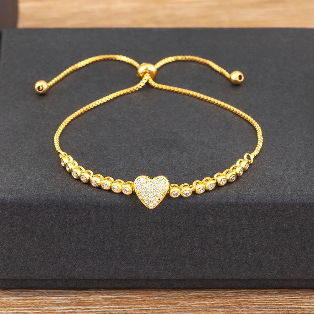 Nidin Fashion Cubic Zirconia Love Bracciali Bracciale per donna Bianco Rotondo Cristallo Regolabile Ragazza Matrimonio Gioielli da sposa Regali