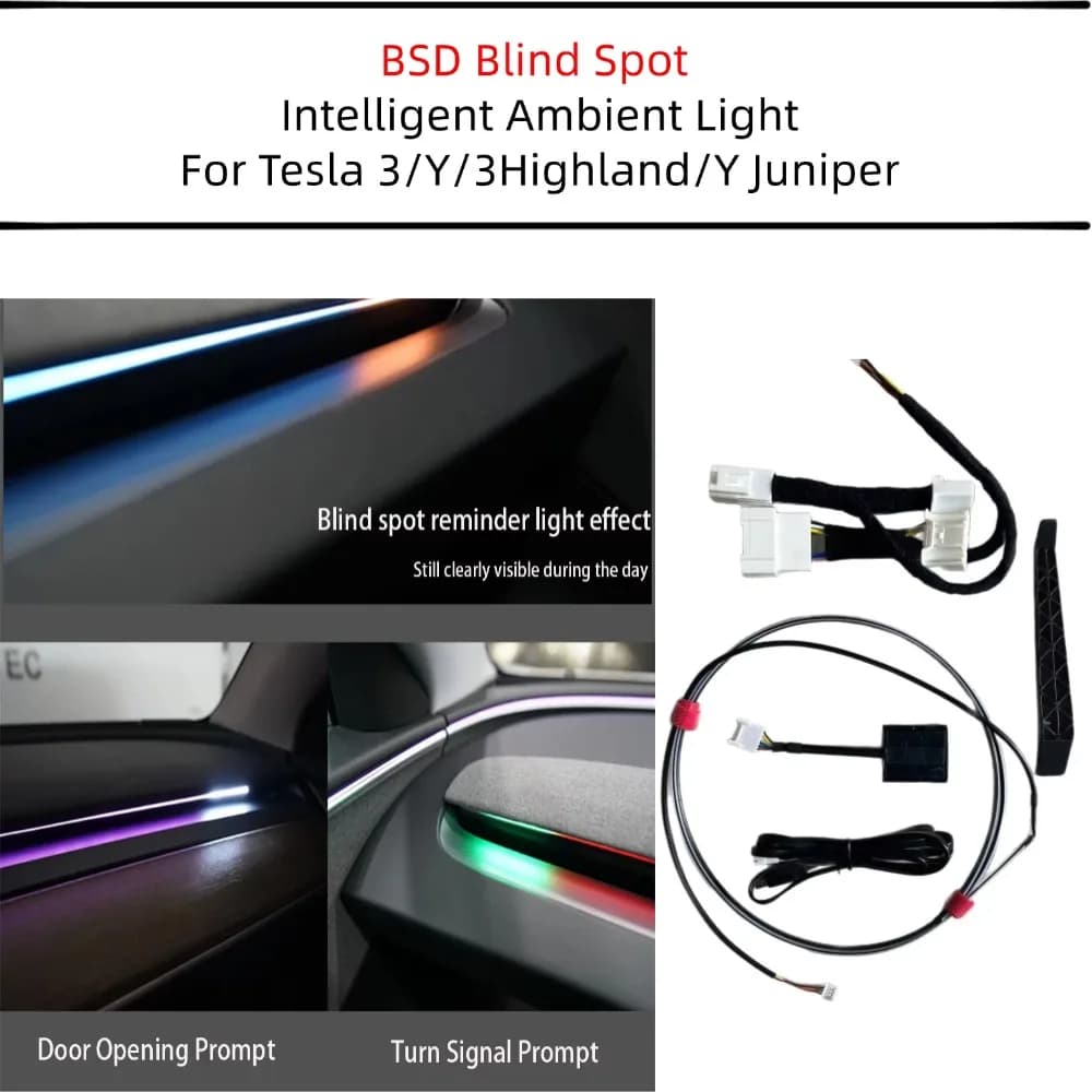 Sistema di illuminazione ambientale intelligente per presa d'aria Sistema BSD per il monitoraggio degli angoli ciechi per Tesla New Y Juniper Model 3 Highland Model 3 Y
