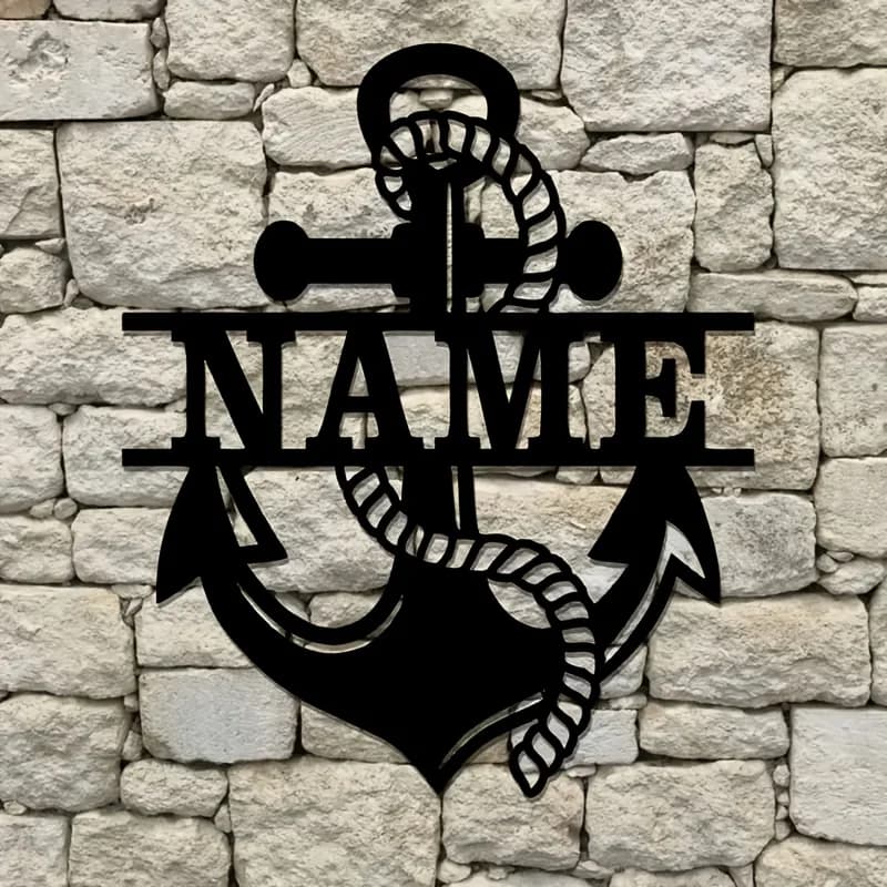 Wall decoration with custom metal anchor - Rustic band for interior and exterior decorations, suitable for bedrooms, gardens and verandas - Durable