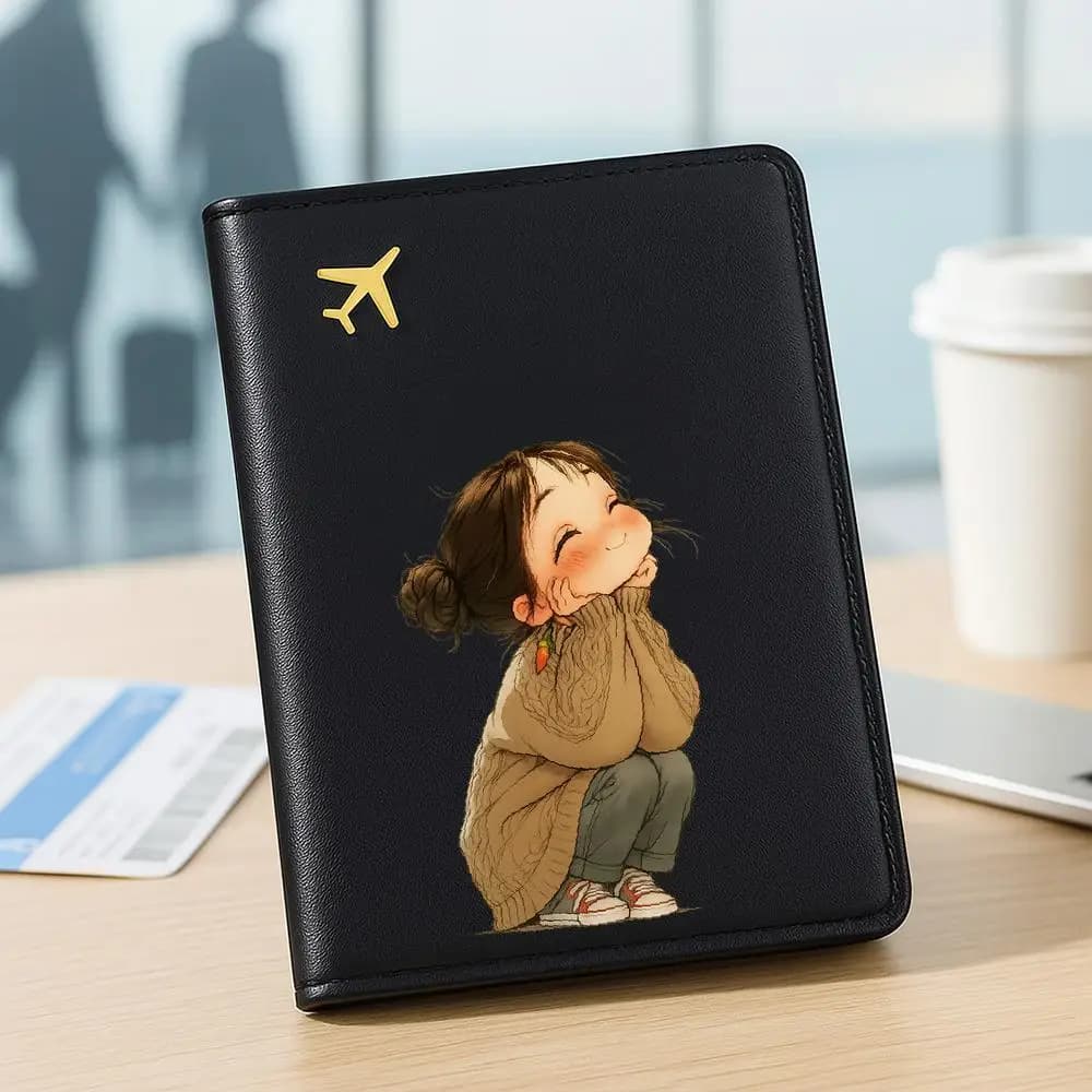 Cute Pink Women Passport Holder, Custom Name, Fashion Travel Essential Elegant Sweet Gift for Birthday Anniversary