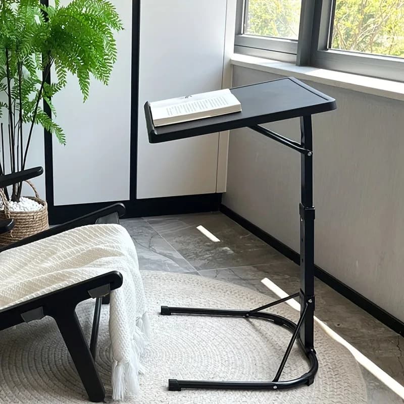 Tavolino Pieghevole per Laptop, Scrivania Verticale per Computer, Tavolino da Comodino Mobile per Casa e Ufficio, Scrivania da Terra Regolabile in Altezza