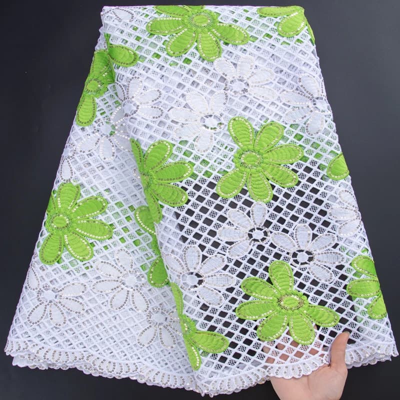 SJD pizzo Guipure Cord tessuto di pizzo 2024 ultimo tessuto di pizzo ricamo Guipure africano con paillettes per abito da sposa donna A3079