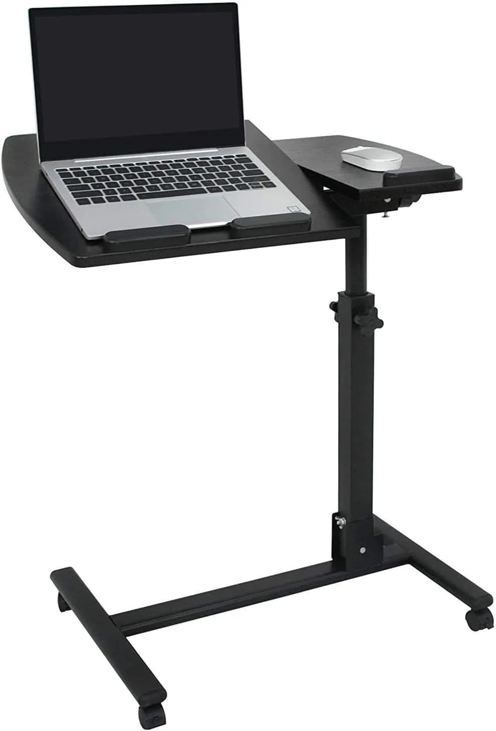 Supporto per Laptop Mobile, Tavolino da Letto con Ruote, Scrivania Regolabile Sit-Stand per Computer Portatile, Scrivania da Comodino