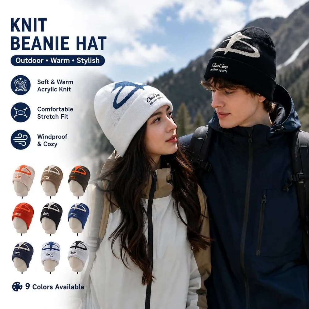 Unisex Winter Knit Beanie Hat Warm Soft Stretch Cuffed Skull Cap Outdoor Ski Snowboard Casual Couple Hat for Men Women