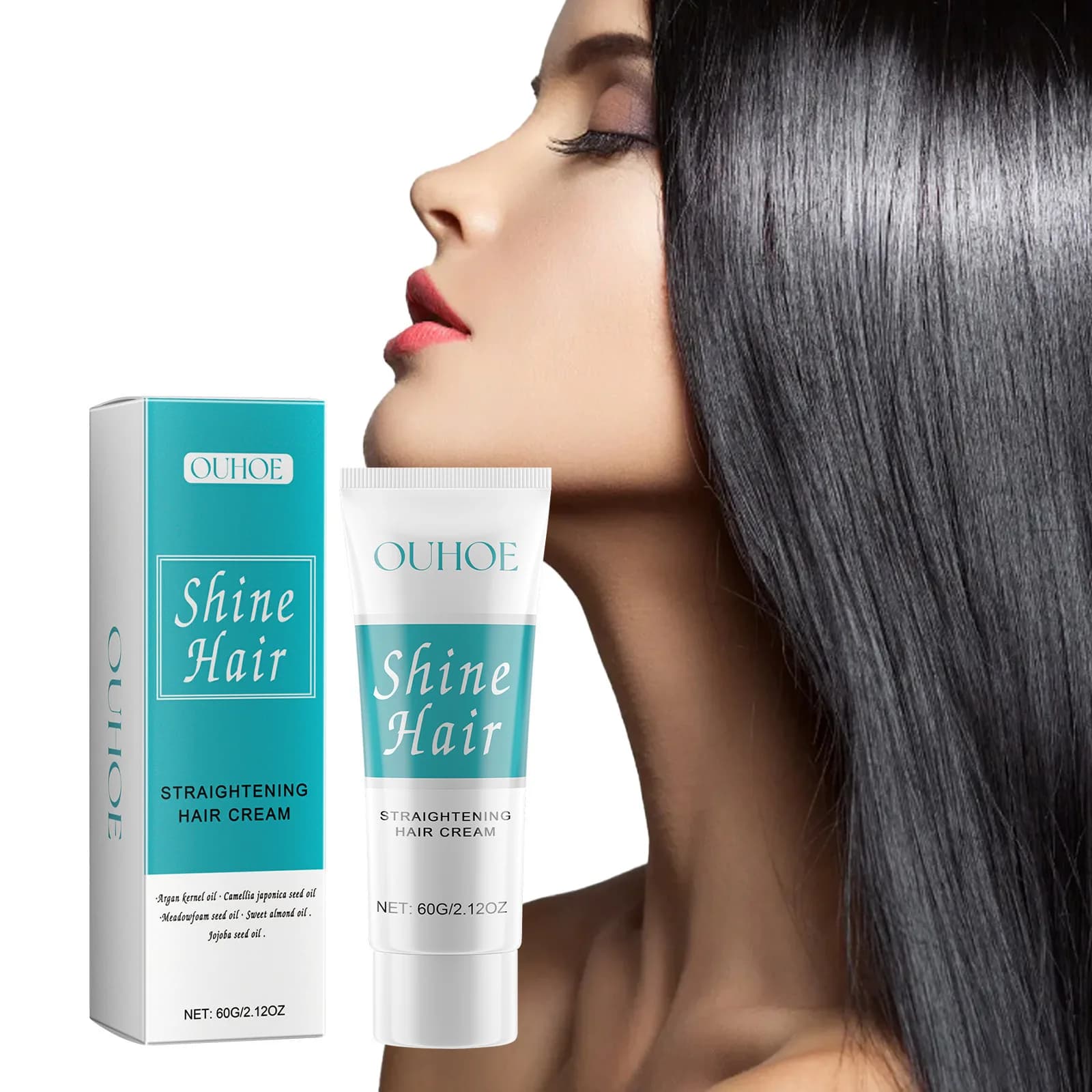 Ouhoe 60g Crema lisciante per capelli alla cheratina Controllo dell'effetto crespo Levigante per capelli Nutriente Cura Riparazione Crema per la correzione delle proteine delle doppie punte