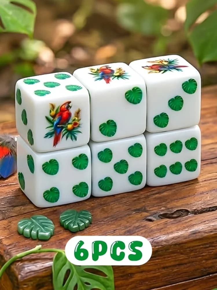 CANDYPIXEL Set di 6 Dadi Parrot D6, adatti per giochi da tavolo, giochi di ruolo, DND, sconti per feste, dadi a 6 facce