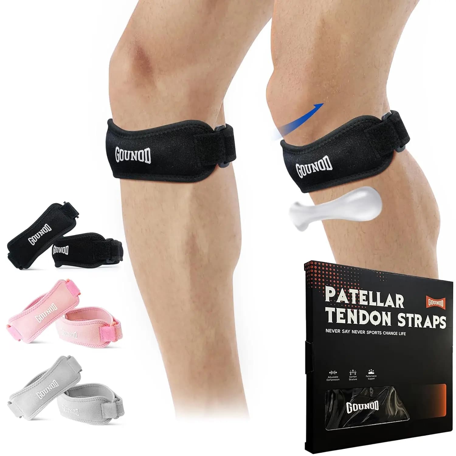 2 pieces/1 pair GOUNOD Knee Straps Rotary Knee Straps Adjustable Knee Straps Running sports to relieve pain