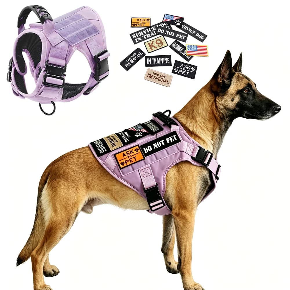 Tactical Dog Harness with Patches No Pull Large Dog Training Vest Adjustable Military Service for German Shepherd Large Dogs