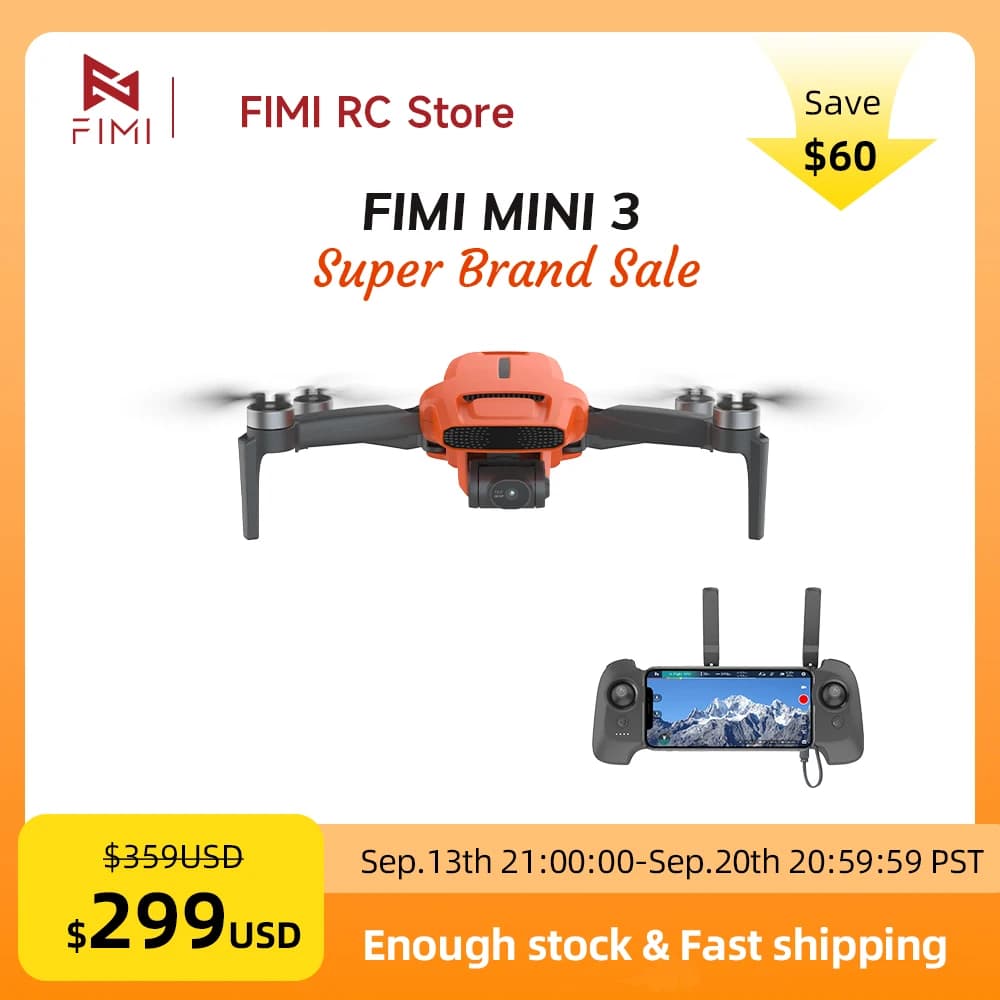 FIMI MINI 3 Drone con 3 Telecamere 4K 60fps, Portata 9km, Gimbal a 3 Assi, Design Ultraleggero 249g, Video Notturno AI Superiore, Tracciamento Intelligente