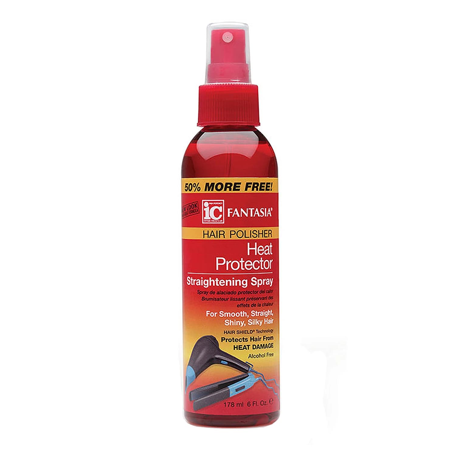 IC Fantasia Hair Polisher Thermal Protection Spray Smooth 6oz- dark from heat, reduces frizz effect, smooths hair