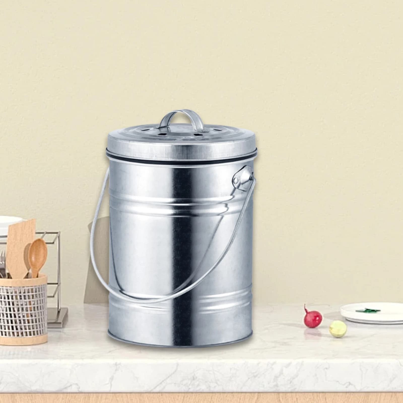 Cestino per compost da cucina Giardino Cortile Scatola per compost Sigillata Nessun odore Filtro Spazzatura Cestino da cucina a prova di odore Secchio per rifiuti da cucina