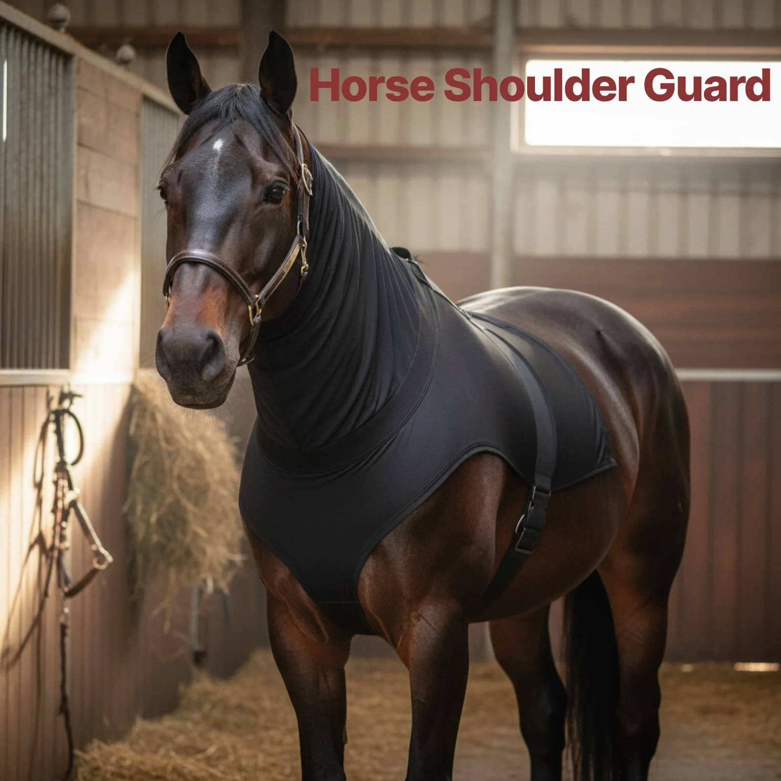 Gilet Anti-Sfregamento per Cavalli, Gilet Elasticizzato Regolabile, Protezione per Spalle e Collo Equestre