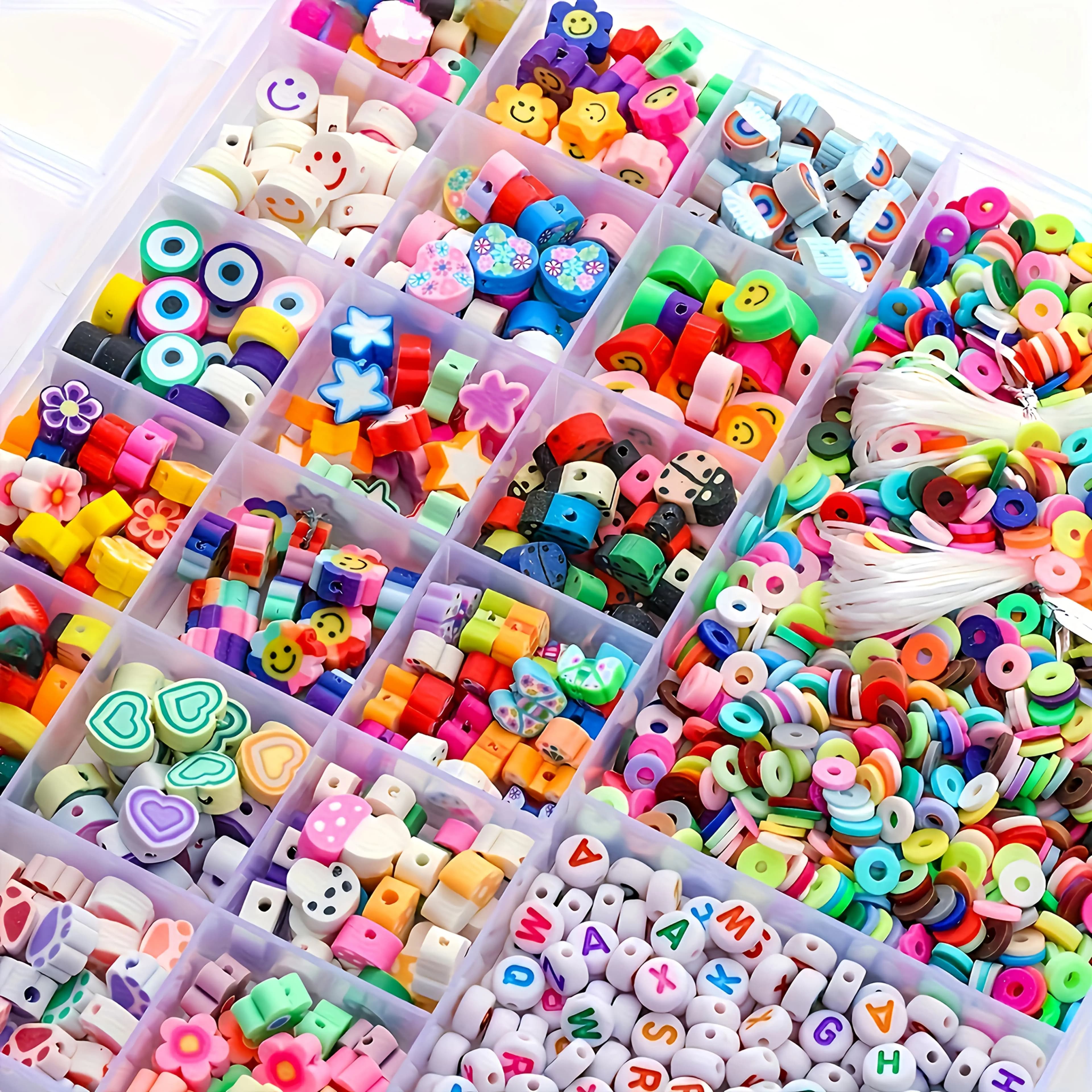 2000pcs Bracelet Making Kit Friendship Golden Bead Clay Jewelry and Bracelet Craft Set for Teen s with Letter Beads