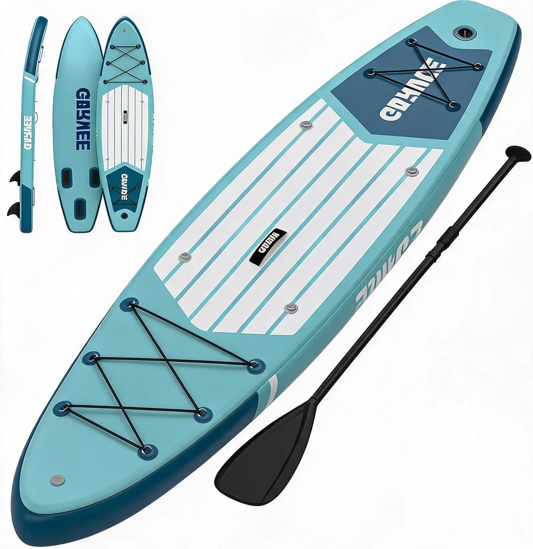 Inflatable Stand Up Paddle Board 11ft x 34in Extra Wide for Adults, SUP with Backpack, Hand Pump, 3 Fins, Camera Mount, Kayak Seat d-Rings, Non-Slip EVA Deck, 400 Lbs