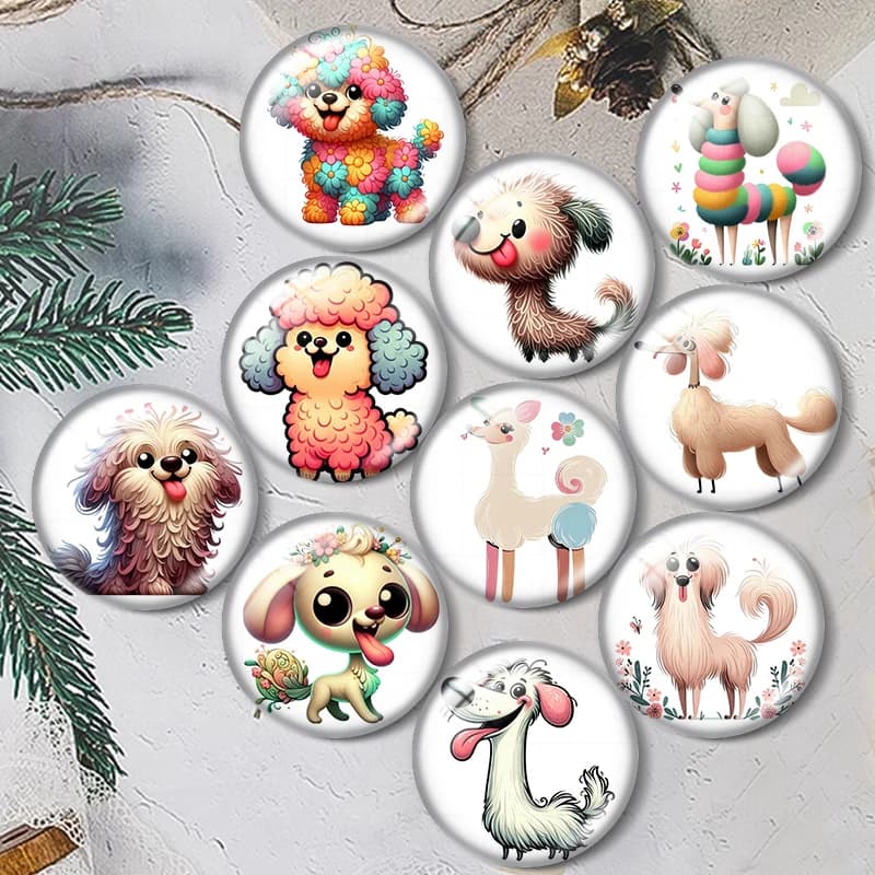 Cabochon in vetro a forma di cane primaverile fantasioso 12/18/20/25mm per bracciali, ciondoli, anelli, orecchini e componenti per la creazione di gioielli
