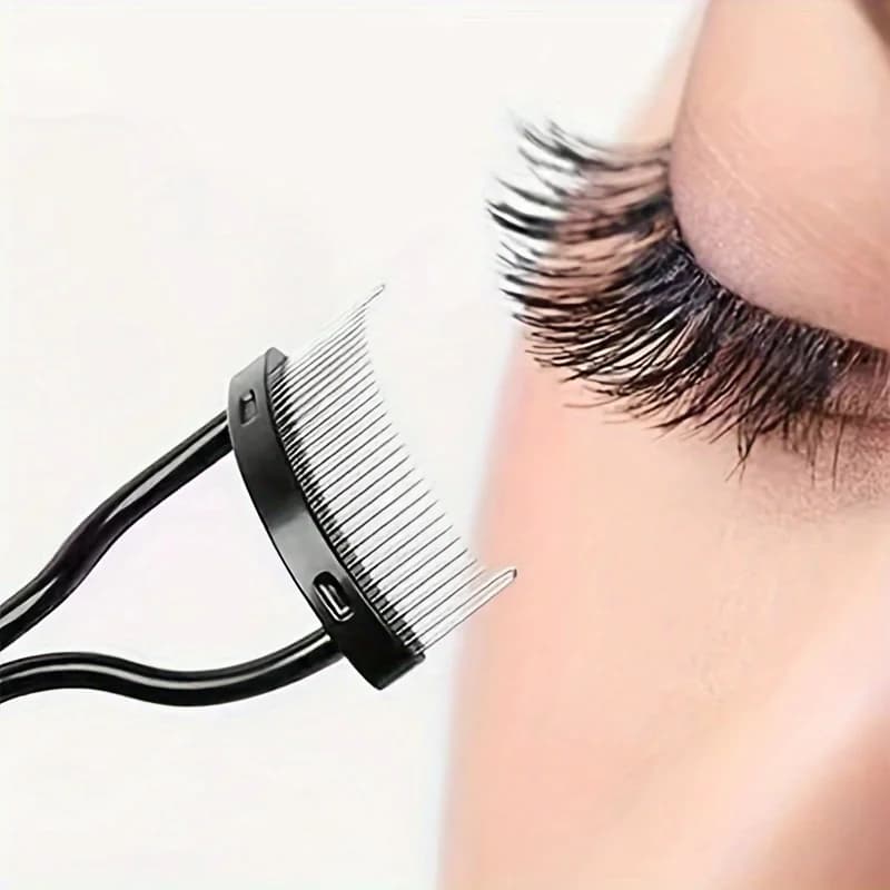 1 piece stainless steel eyelash comb, stainless steel fine teeth comb, portable tool for curling eyelashes, eye makeup tool, for fake eyelashes