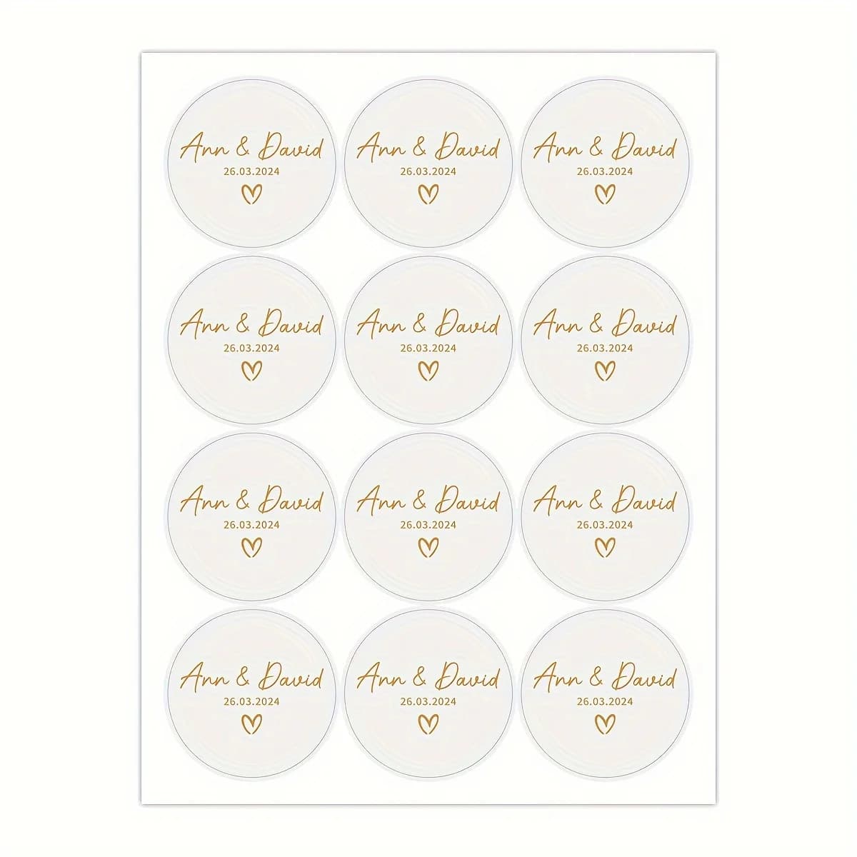 120pcs/10sheets Customized Stickers Golden Black Name Date For Wedding Anniversary Gifts Decor Packaging Seals Invitation Label