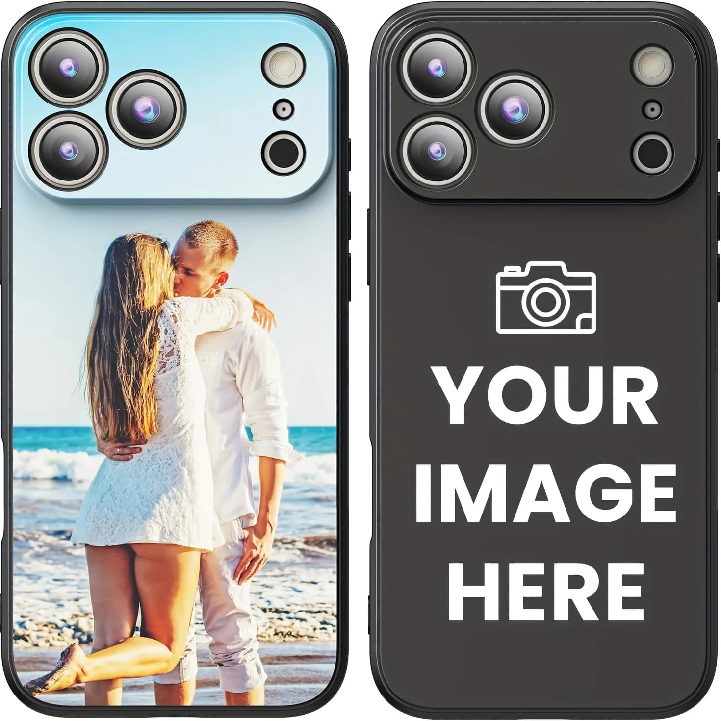 Custodia Personalizzata per iPhone 7 8 14 15 16 Plus 11 Pro Max 12 13 Mini 17 Air 16E SE 2020 2022 X XS XR, Cover Nera in TPU con Foto Fai-da-te