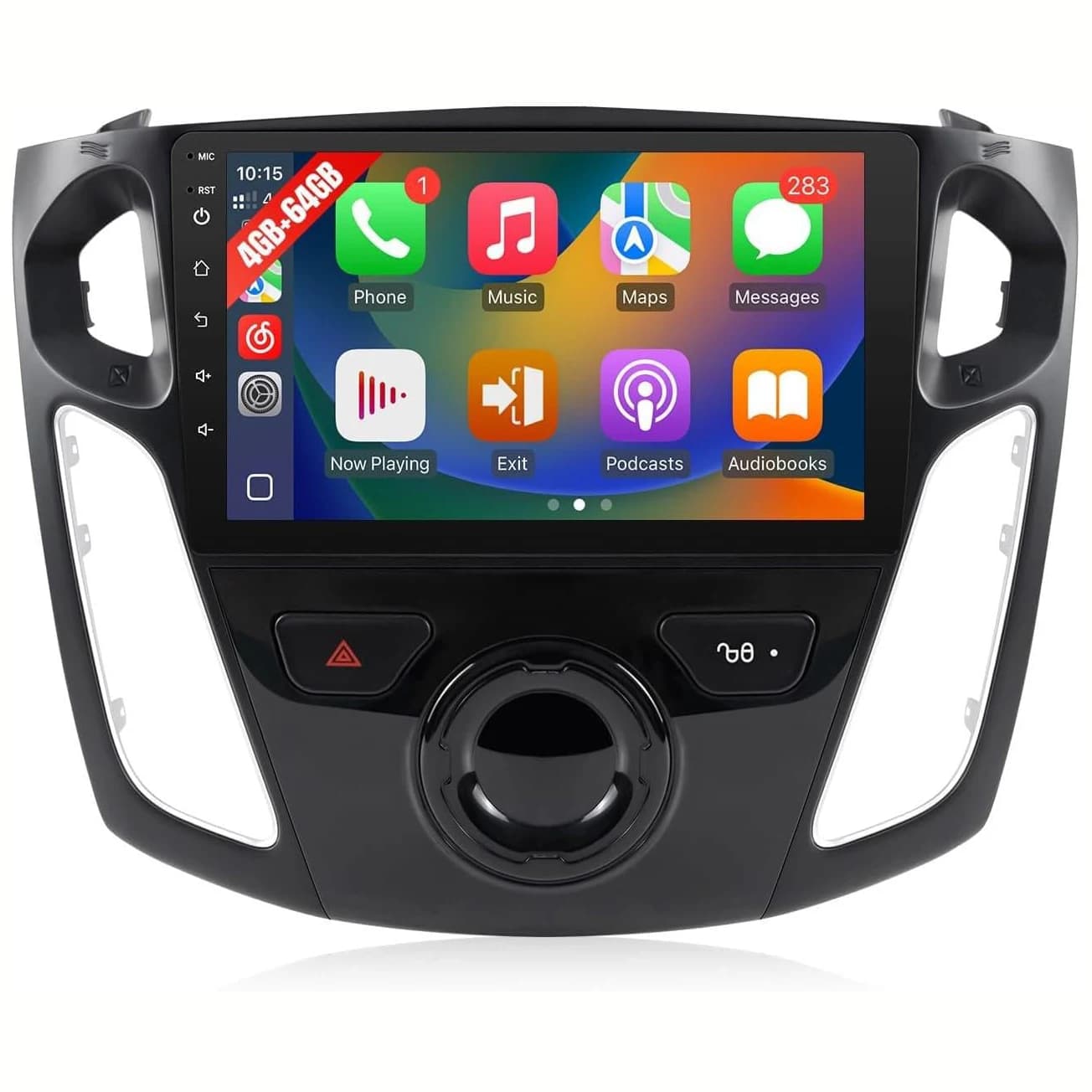 Autoradio 4G 64G con Schermo Touch da 9 Pollici per Focus, con CarPlay, Android Auto, Bluetooth, GPS, SWC e Telecamera di Retromarcia