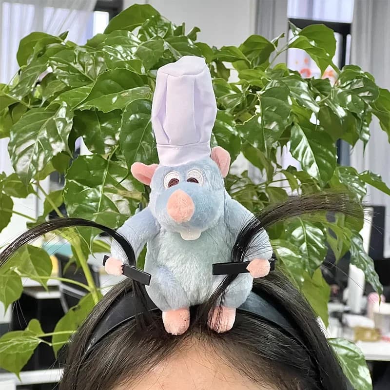 Ratatouille Hairband New Cartoon Cartoon Plush Doll Full-size French Backpack Photo Copricapo Creativity Girl Gift