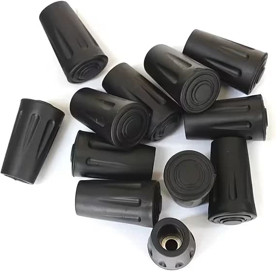 3/6 pezzi di protezioni per punte di bastoni da trekking in PVC nero, resistenti agli urti, in gomma, per una presa e una trazione migliorate, leggere.