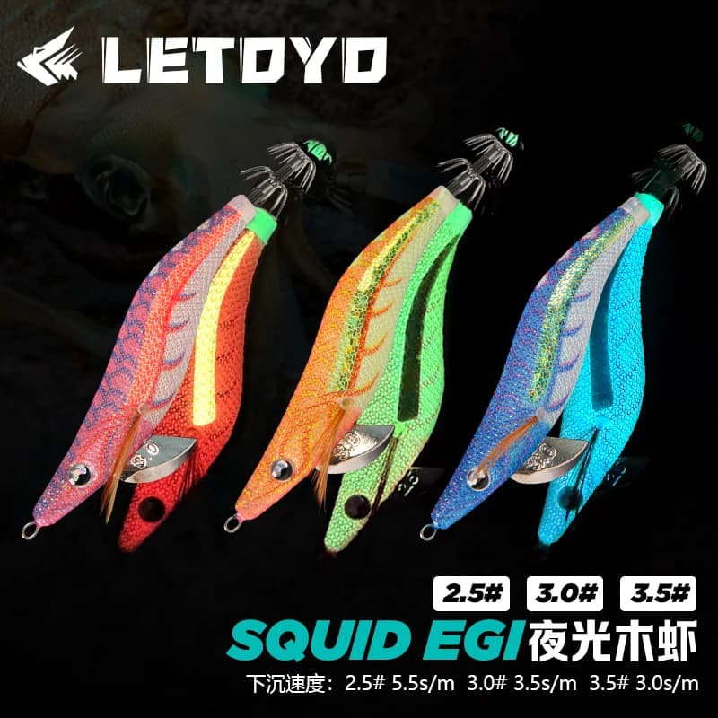LETOYO 2.5# 3.0# 3.5# Esca Luminosa per Calamari, Esca Artificiale per Pesca di Seppie e Polpi, Attrezzatura per Pesca in Mare