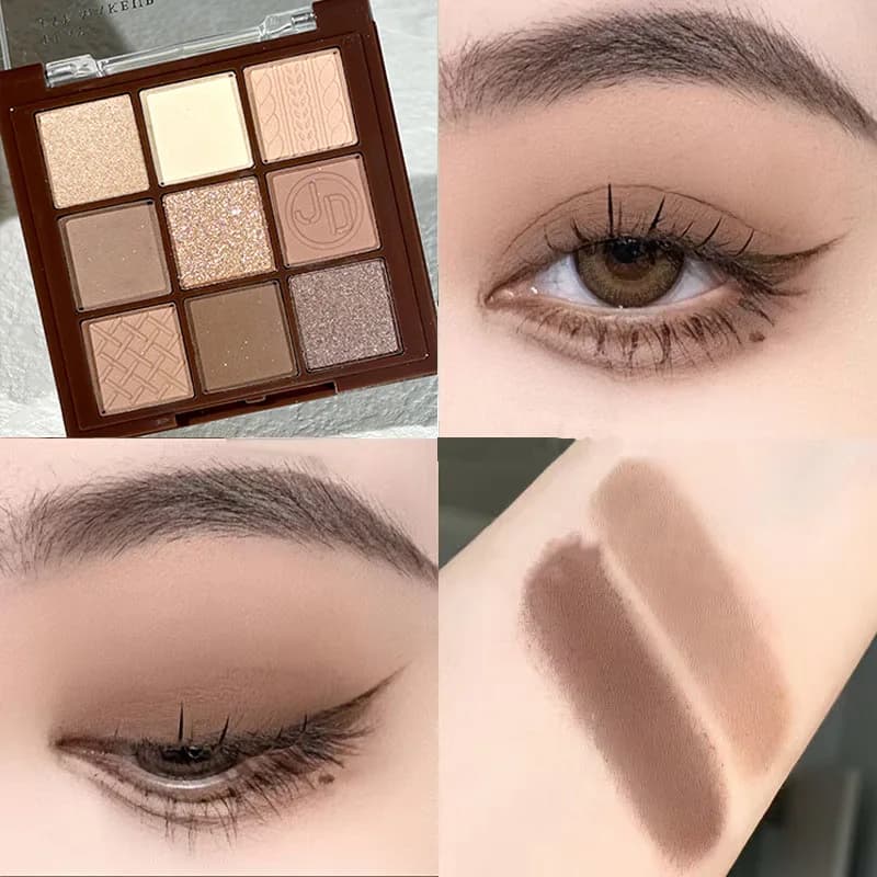 Palette Ombretti 9 Colori Effetto Cioccolato, Opachi e Brillanti, Impermeabili, Resistenti al Sudore, Lunga Durata, Alta Pigmentazione, Forte Adesione