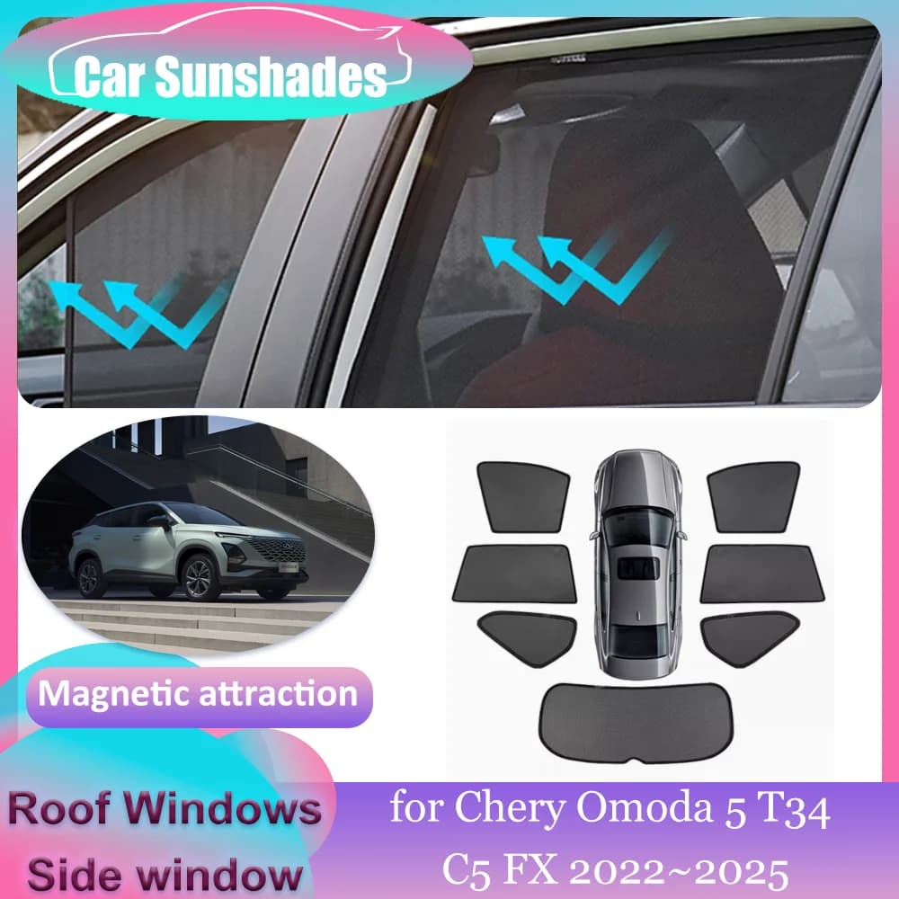 Car Magnetic Sunshades for Chery Omoda 5 T34 C5 FX 2022~2025 Roof Windows Sun Visor Windshield Pad Curtain Sunroof Accessories