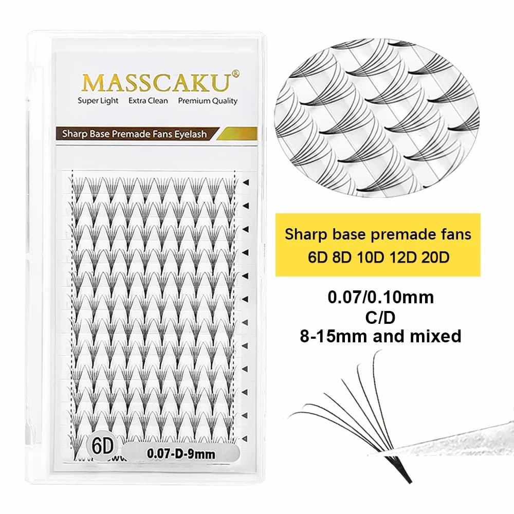 MASSCAKU 3D/4D/5D/6D/7D/8D/10D/20D Premade Russo Volume Fan Estensione Ciglia Finte Ciglia Trucco Individuale Sharp Punta Stelo