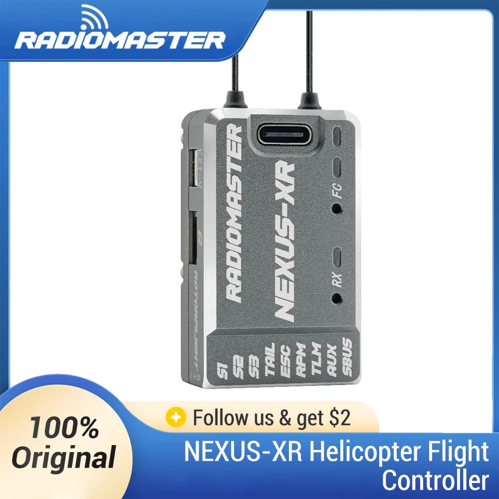 Radiomaster NEXUS-XR Helicopter Flight Controller Integrated Dual SX1281 2.4GHz ExpressLRS Receiver Dual Antenna ICM42688P