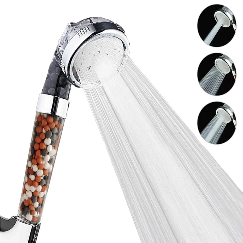 ABS filtered shower head 1PC portable transparent shower heads with high pressure anti limestone water saving with filter beads for the bathroom
