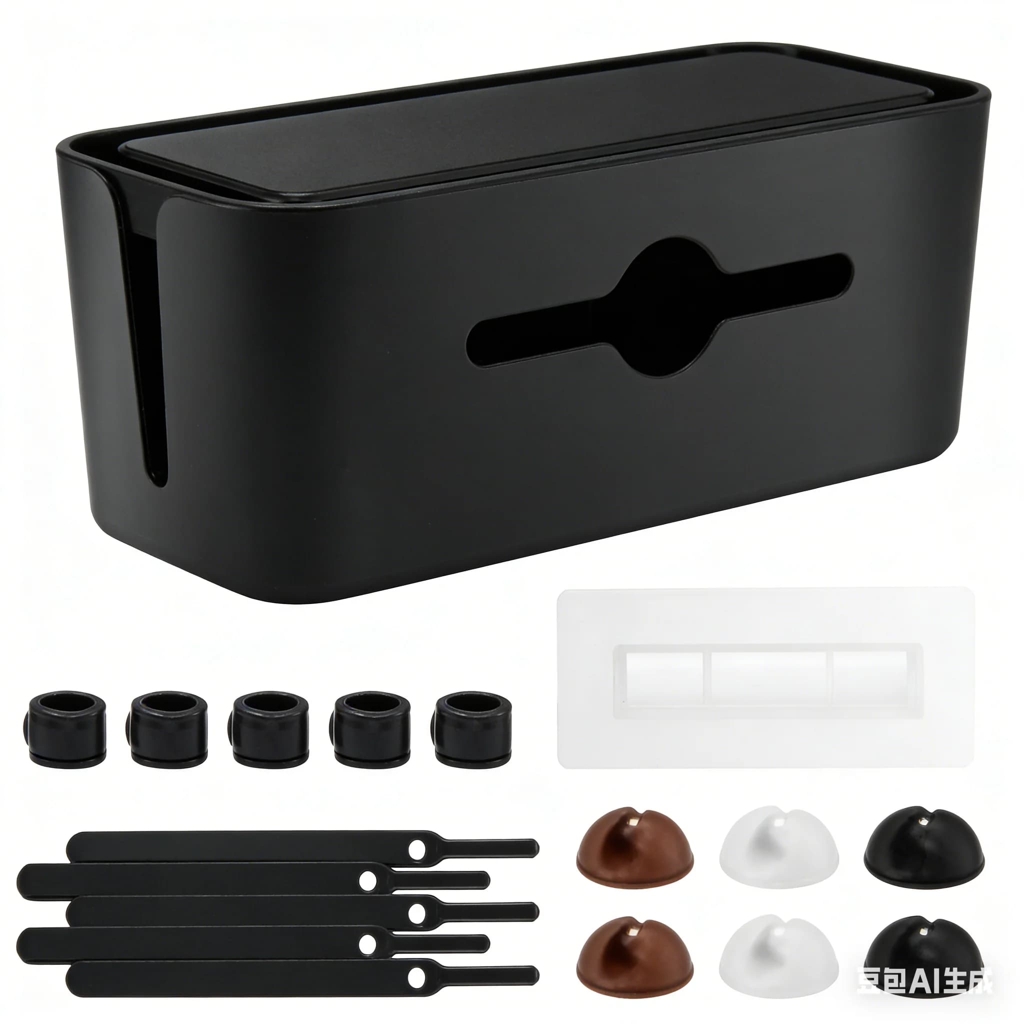Scatola Organizzatore Cavi Nera 11.5x5.12x5 Pollici, Contenitore per Gestione Cavi da Scrivania - Nascondiglio Fili per Forniture da Ufficio, Centro Intrattenimento TV