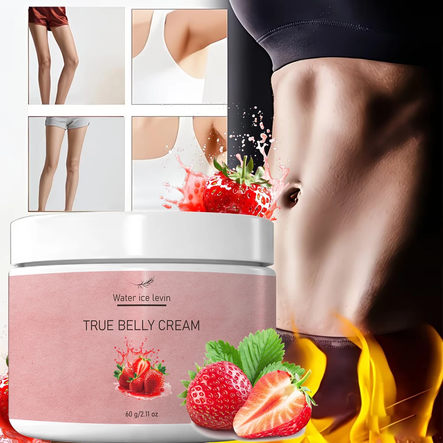 Water Ice Levin True Belly Cream 60g Retinol Collagen Hyaluronate Moisturizing Firming Body Cream For Abdomen Skin Care