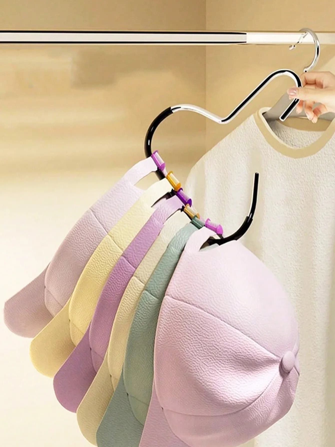 Portacappelli multifunzionale, organizer da parete e da guardaroba con ganci per cappelli, cravatte, cinture e sciarpe, appendiabiti portatile da viaggio per casa, dormitorio, campus e hotel
