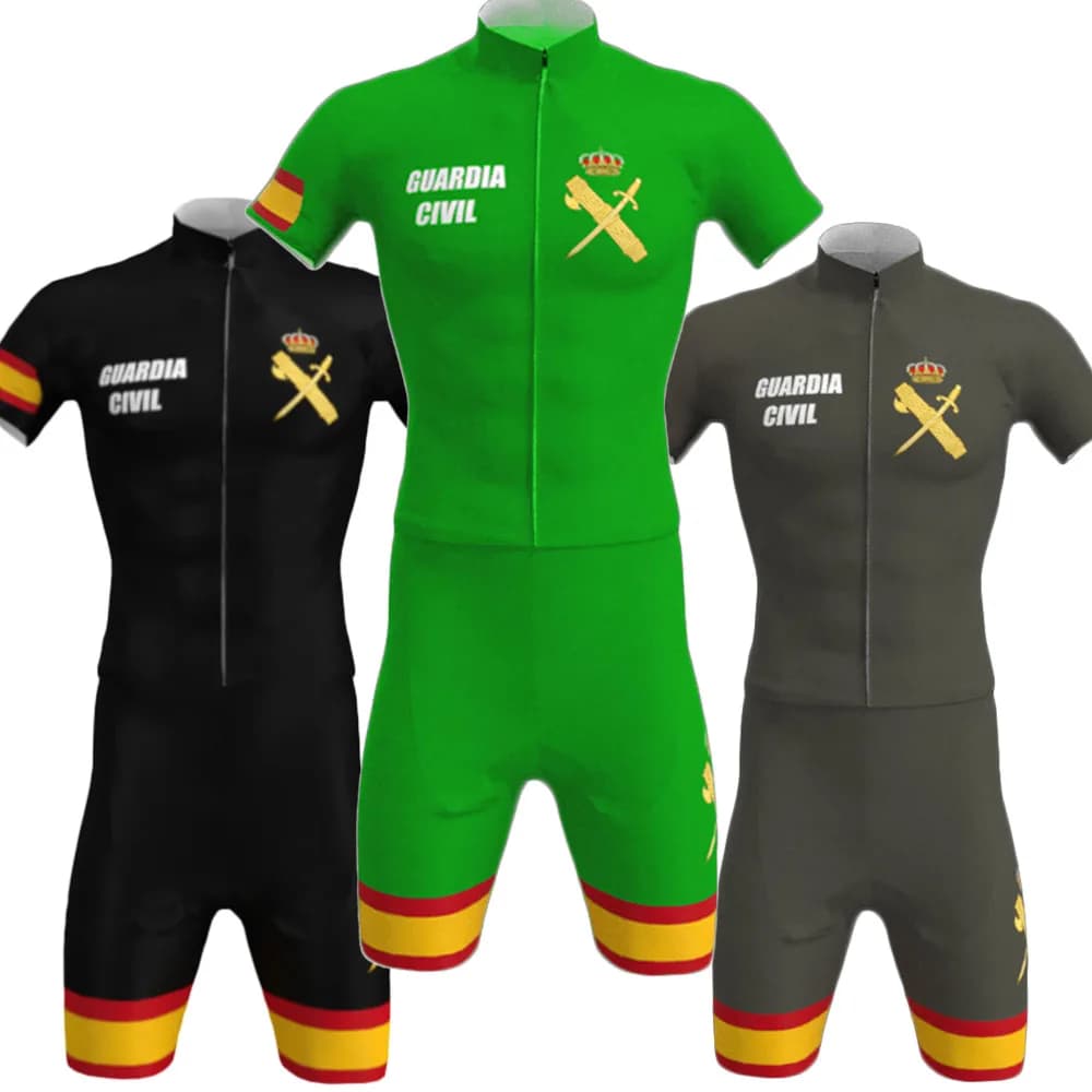 Maglia da Ciclismo della guardia civile 2024 Set da uomo Ciclismo abbigliamento verde camicia tuta da bici da strada pantaloncini con bretelle da bicicletta MTB Maillot Ciclismo Ropa
