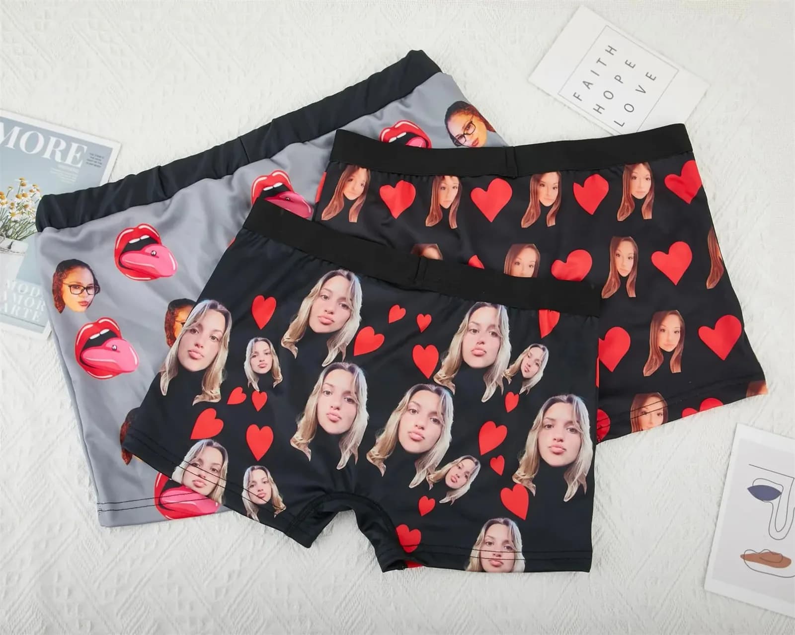 Boxer personalizzati per il marito, boxer personalizzati, biancheria intima personalizzata per il viso, biancheria intima divertente con viso, regalo di anniversario, fidanzato B