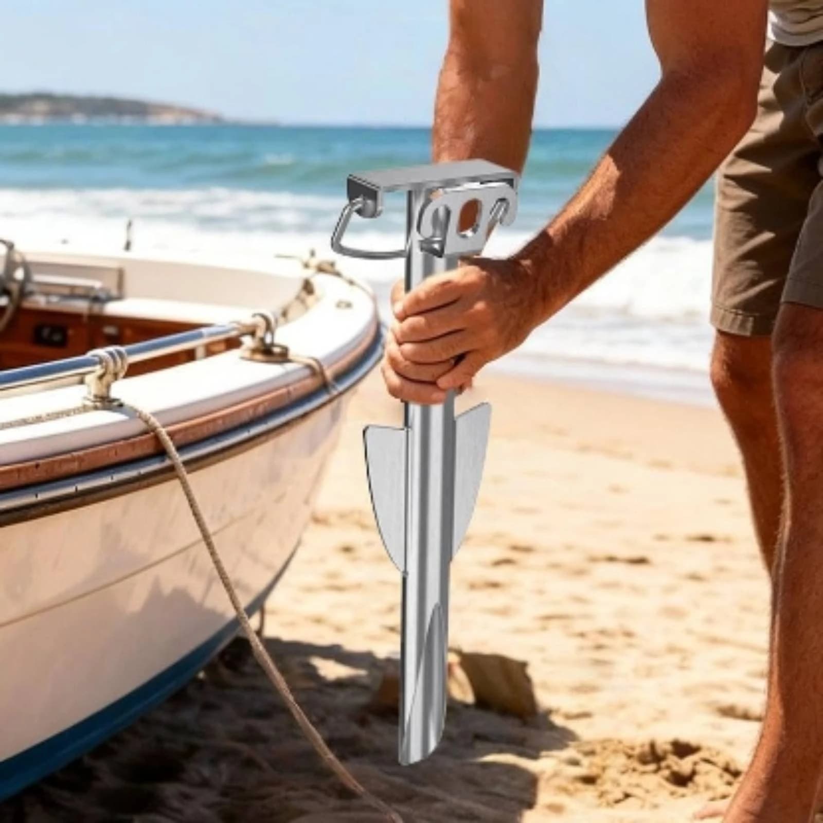 Boat Sand Anchor Lightweight Portable Marine Spike Anchor Rustproof for Kayak Canoe Paddle Board Jet Ski Beach Shallow Water