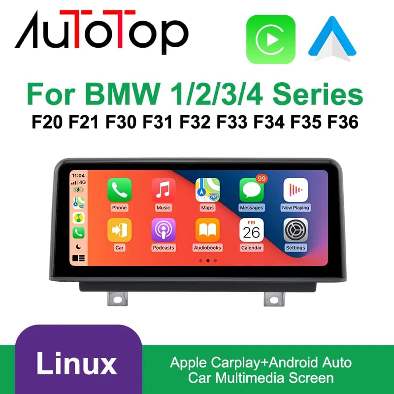 AUTOTOP Schermo CarPlay Per BMW 1 2 3 4 Serie F20 F21 F30 F31 F32 F33 F34 Auto Lettore Multimediale Senza Fili Carplay Android Auto