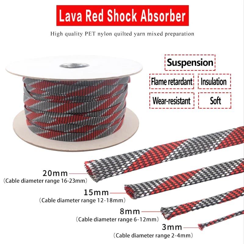 3mm/5mm/8mm/12mm/15mm/20mm lava rosso assorbimento degli urti cavo audio schermatura segnale di rete cavo altoparlante cavo schermatura rete